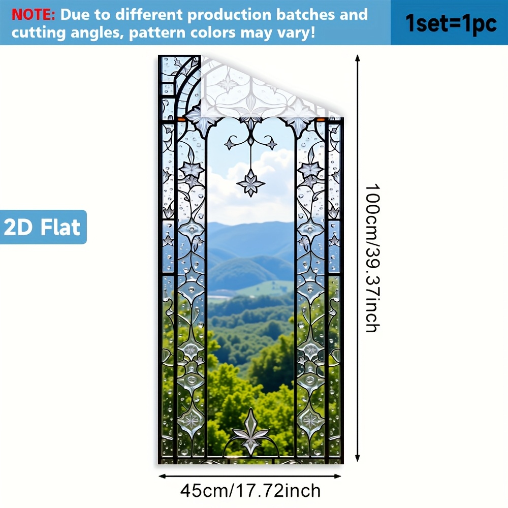 TEMU 1pc. With Stained Glass Windowpattern Design 2d Window Film.pvc Static Adsorption , 45x100cm. Homeart Decoration Removablereusableprivacy