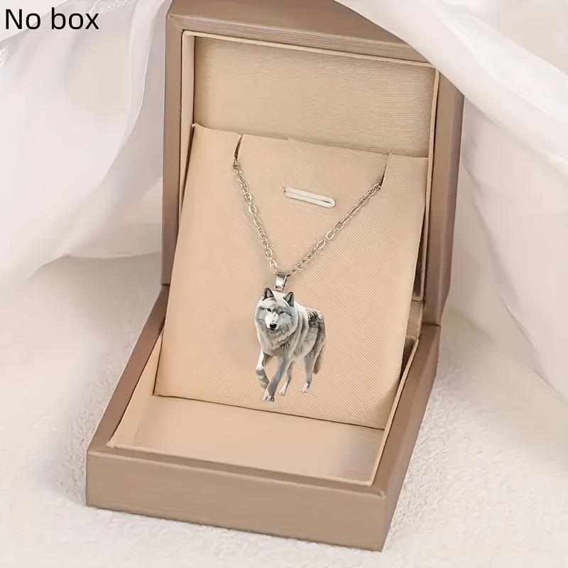 

1pc Steel Wolf Pendant Necklace, Wolf , Non-allergenic, , For 's, 's & Day