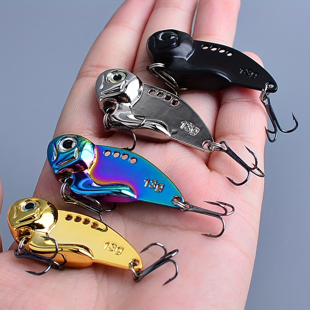 TEMU 4 Stück/VIB Angelköder, 13g 10g 7g 5g Künstliche Metall-Blade-Sinking Spinner Crankbait, Vibrationskunstköder Swimbait