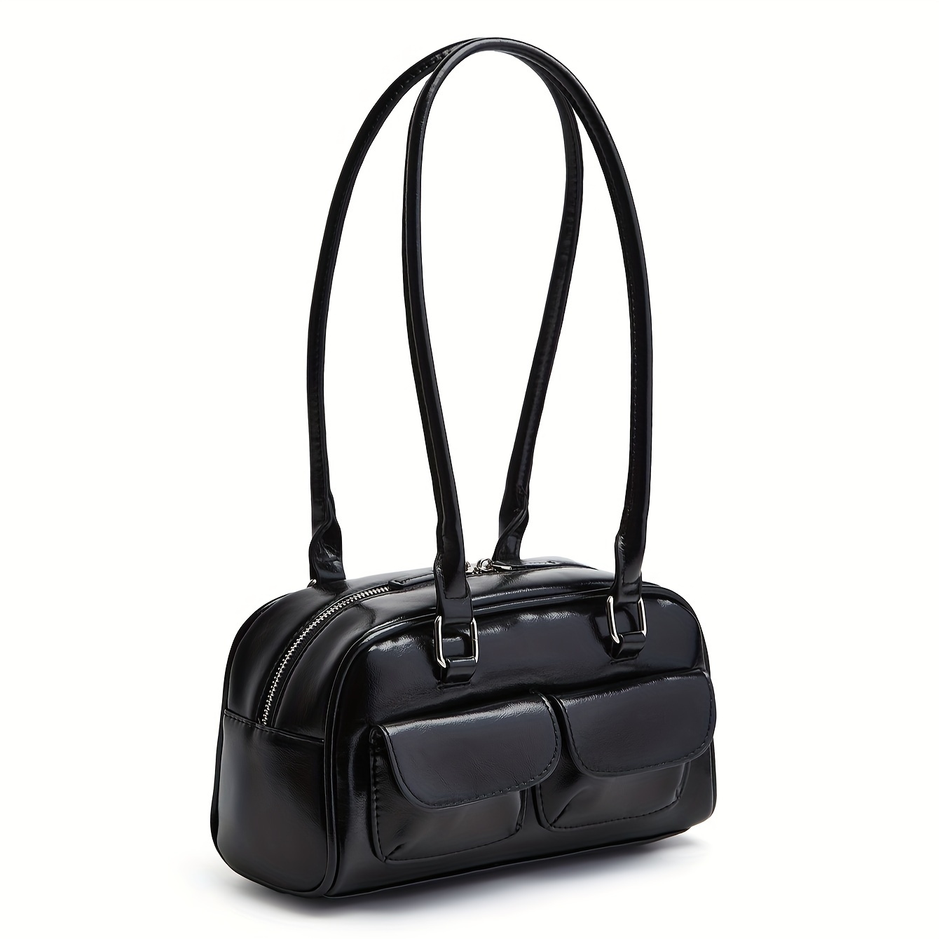 

New Women' With A Vintage Style, Made Of Oil Wax, Featuring A Bowling Bag Design With Multiple Pockets, Suitable For Daily Shopping And Commuting.