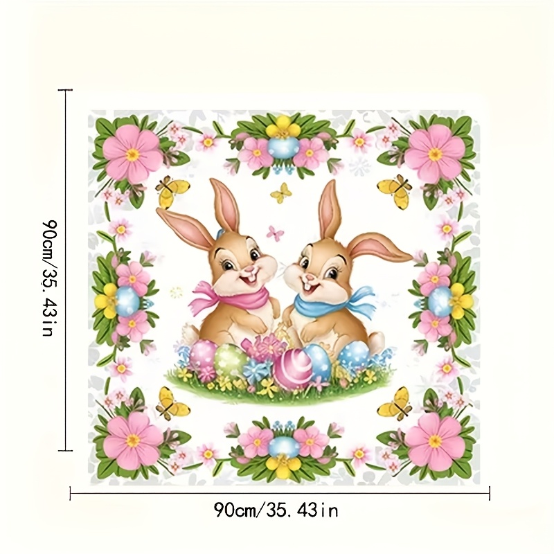 1pc Easter Themed Printed Tablecloth, Kitchen Dining Table Tablecloth, Home Kitchen Dining Table Tablecloth, Indoor And Outdoor Party Holiday Scene Decoration Tablecloth, Party Tablecloth