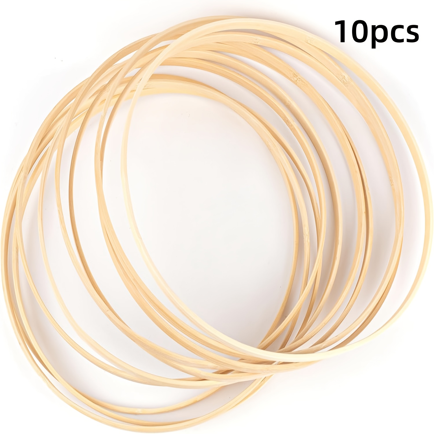 Image of 10pcs Set Of 9-inch Bamboo Ring Flower Garlands, Wedding Decoration, Dream Catching Wall Hanging Crafts