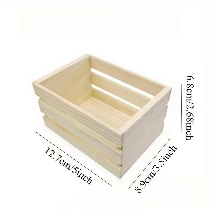E-shop 1 Stück Mini Holzkorb - Miniatur bemalter Aufbewahrungsbehälter mit Holzmaserung, leicht geeignet für Büro, Vorratskammer, Picknick - Holz für