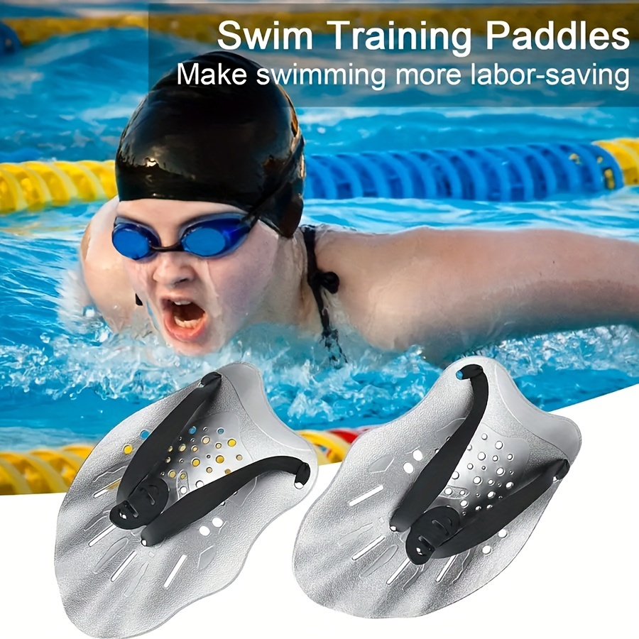 Palas de natación para entrenamiento de natación de mano Palas de mano con  correas ajustables Swim Daily Training Hand Paddle para Universal Men Women