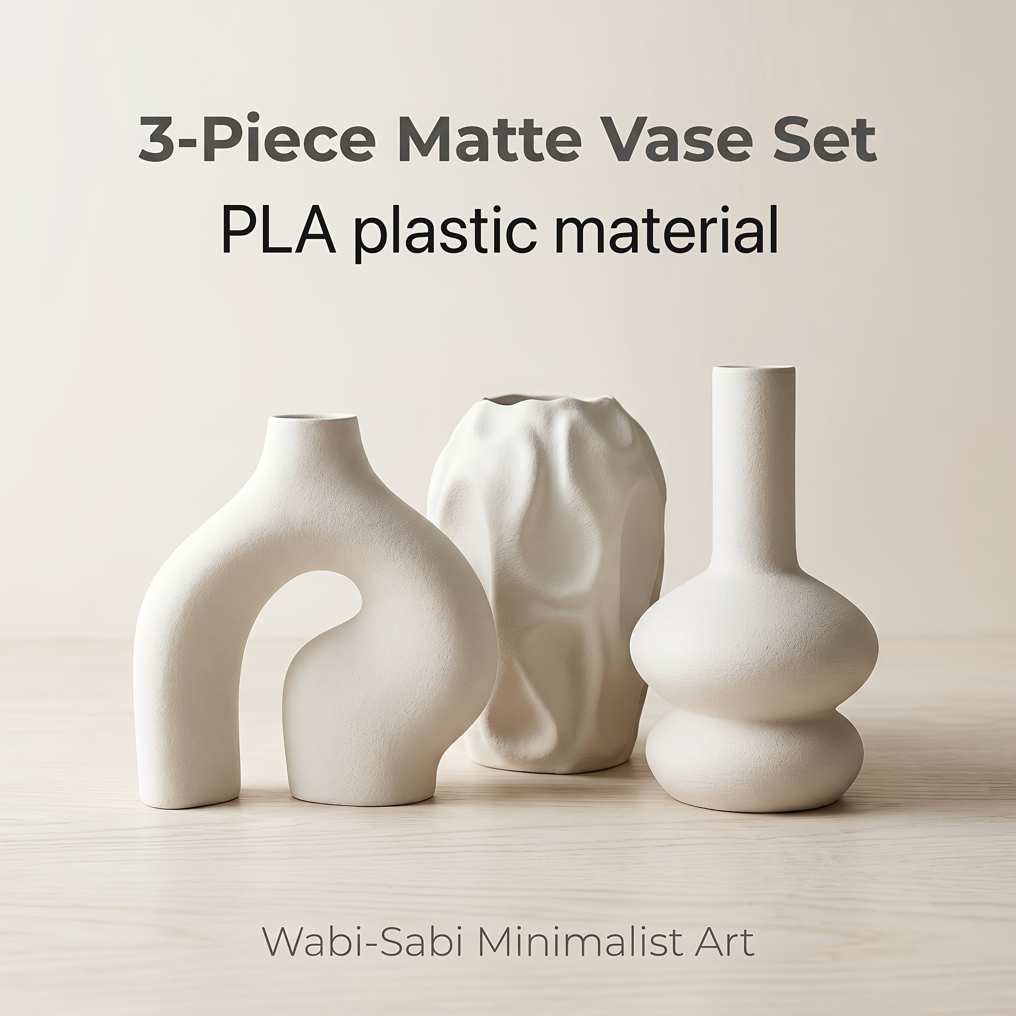 TEMU Ensemble de 3 vases mats imprimés en 3D, vases d'art abstraits irréguliers texturés multicolores, vases décoratifs minimalistes - en sec pour