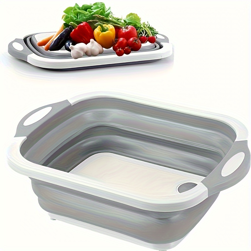 Tábua de corte de plástico multifuncional com   de lavagem dobrável - Design antiderrapante, pendurável, seguro para o contacto com alimentos para cortar e lavar 6