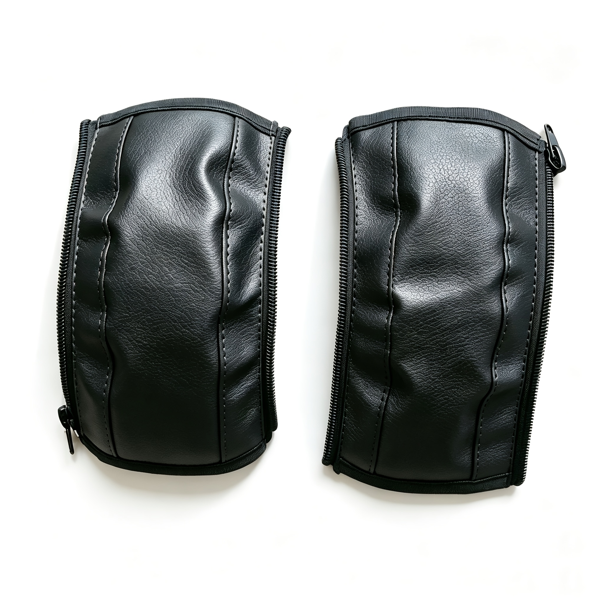 Image of Set Of 2 Stroller Handlebar Pu Leather Covers, Pu Leather Stroller Accessory Hand Grip Covers, Foldable And Washable With Universal Zipper