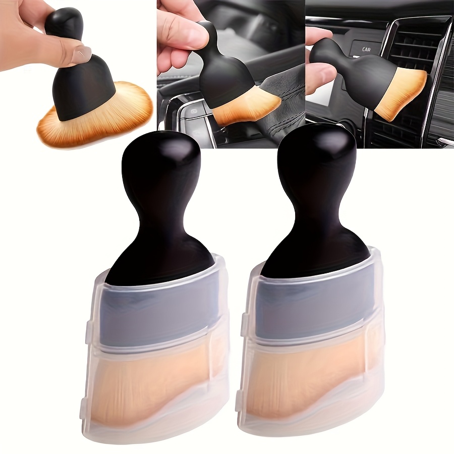 TEMU 2pcs [deep Cleaning Brush] Bristle Car Detailing Brush With Protective Cover - Essential For Deep Cleaning Hard-to-reach Areas, Interior Dust