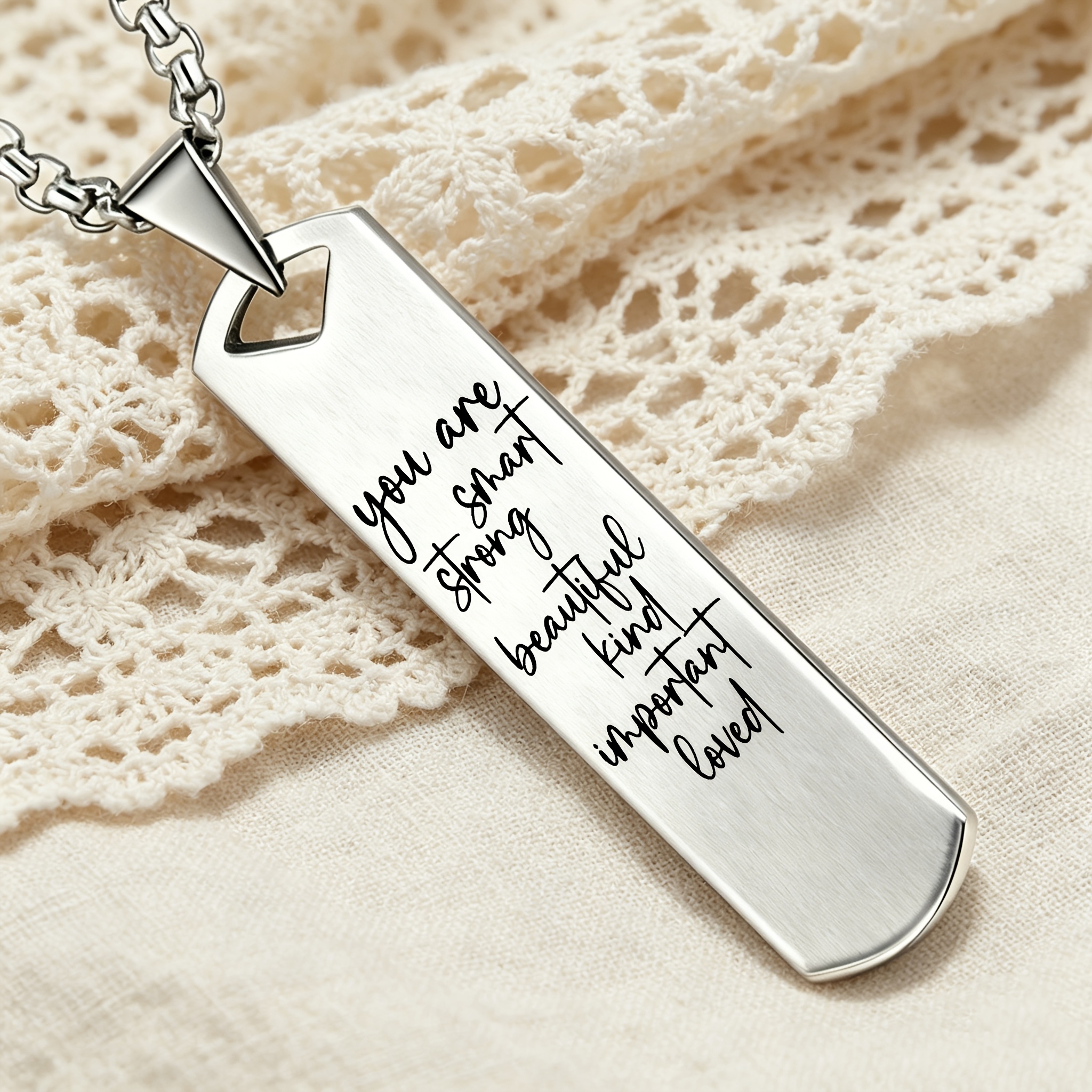 TEMU "you Are Smart, Strong, Beautiful, Kind, Important, " Self-affirmation Pendant Necklace, Growth , Full Of Encouragement And Love, Daily