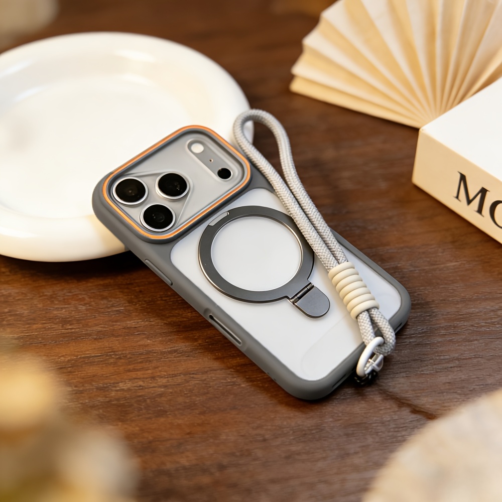 TEMU para Teléfono - Esmerilada con Anillo Magnético para Iphone 13/14/15/16/17 Pro – Cubierta Semi-Transparente, Resistente a Roturas, con Correa