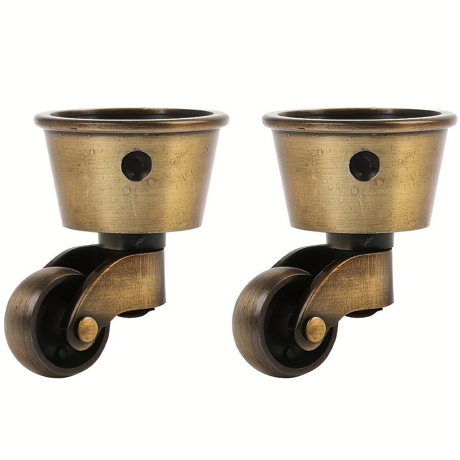 Heavy Duty 4-Piece Brass Casters With Silent Bearings – 360° Rotation, Gold/Black, For Sofas, Tables, Shelves