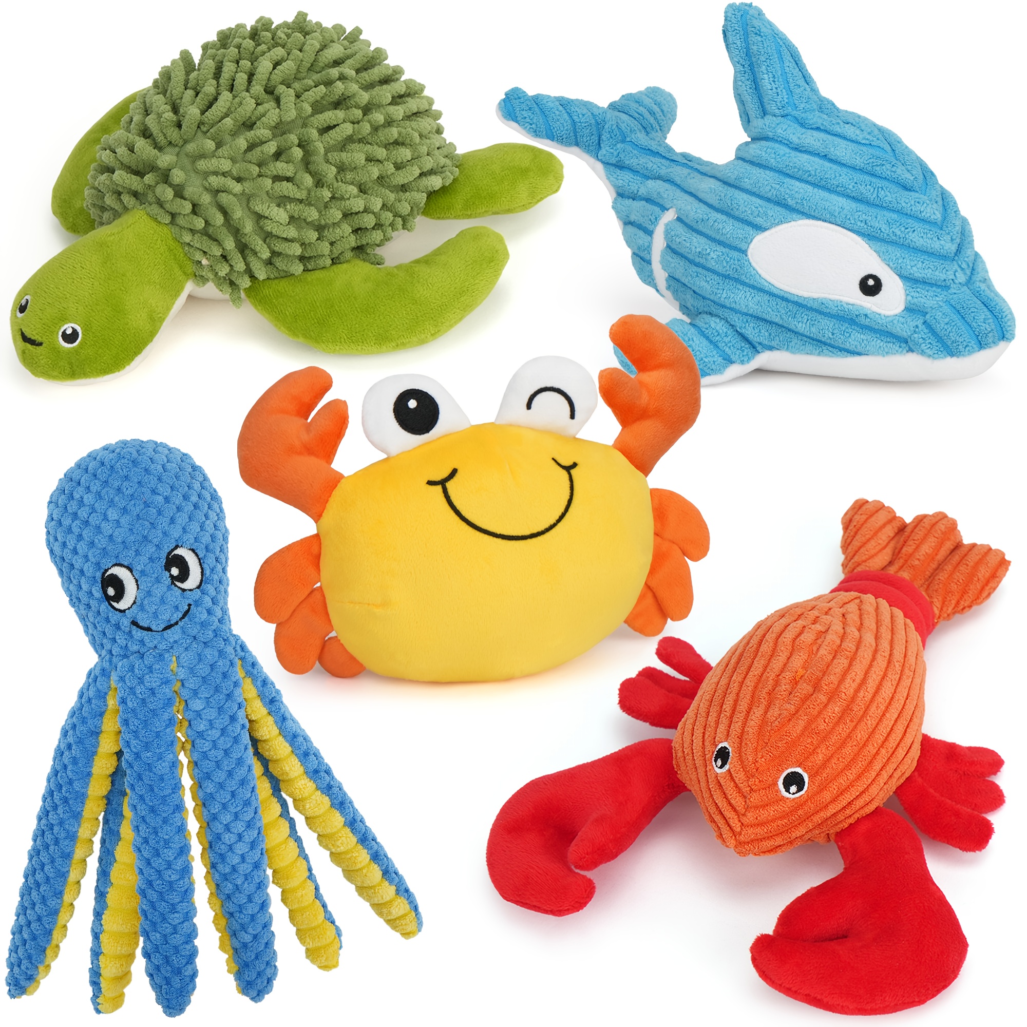 TEMU 5 Pack Dog Toys, Plush Dog Squeaky Toys, Assortment Animal Pet Toy For Medium Large Dogs, Stuffed Puppy Chew Toys