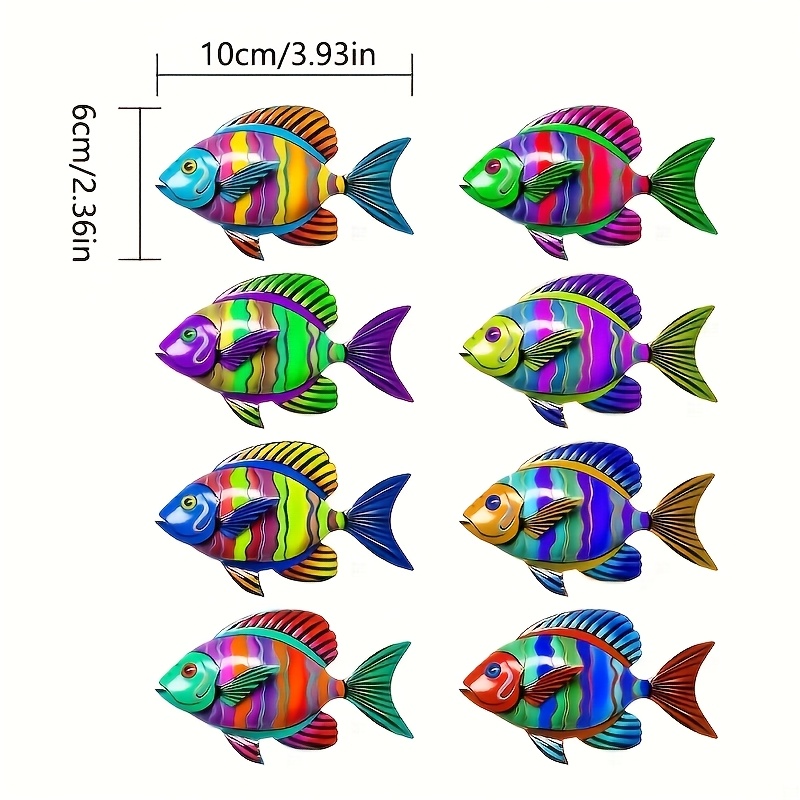 TEMU 2d Flat - [2d Flat] Total 8pcs, Plastic Fish-shaped Decorations, 2d Art Wall Ornaments, Halloween Decorations, Holiday Decorations. Plastic