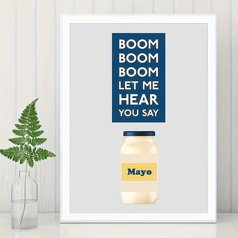 TEMU 1pc Funny Mayo Jar Wall Art - Retro Mayonnaise Jar Print Suitable,, Vertical Frameless Canvas 15.75x23.6 Inches