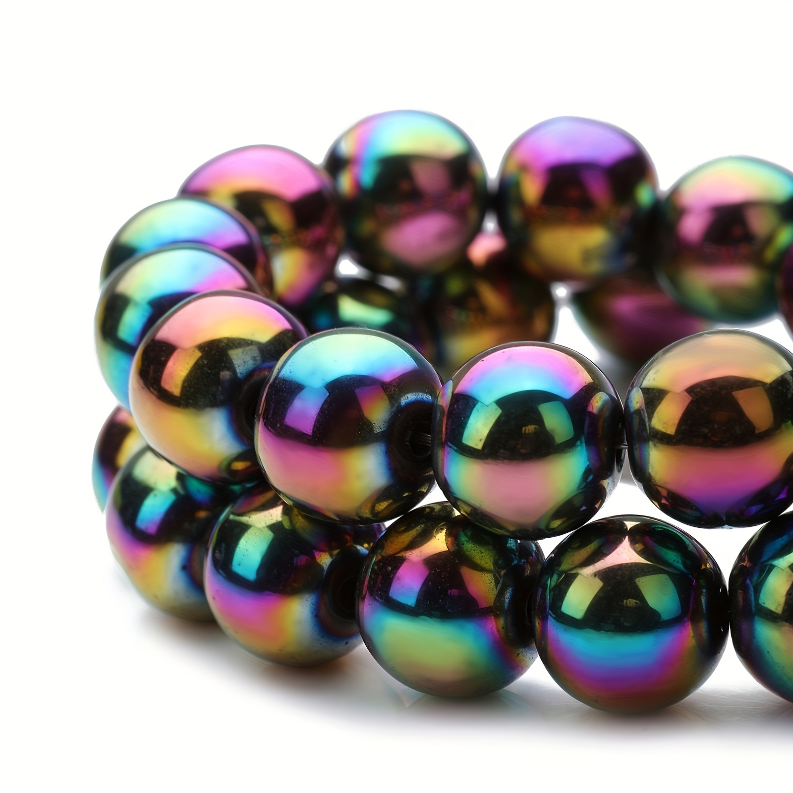 

3 Natural Stone Beads Colored Hematite Beads Round Loose Beads Jewelry Making Diy Bracelet Accessories 6/8/10mm