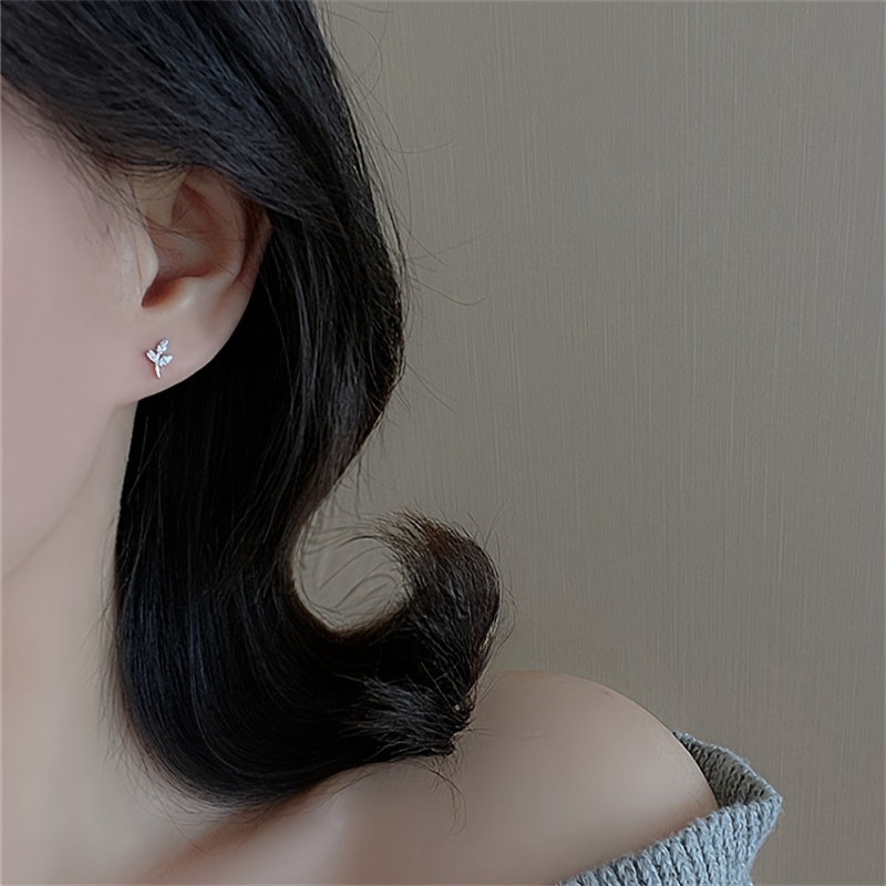 Brass Olive Branch Earrings with Synthetic Cubic Zirconia