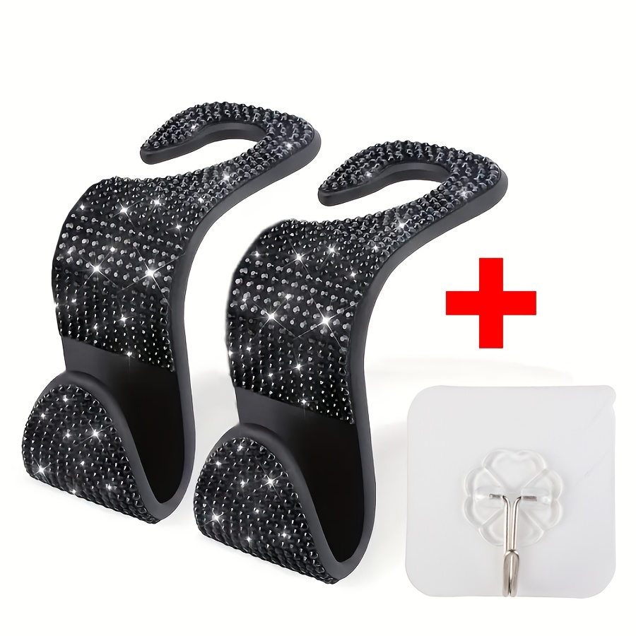 TEMU Ganci per sedili auto con strass, 3 pezzi, adatti per appendere sul sedile posteriore, ganci di con installazione facile per appendere borse,