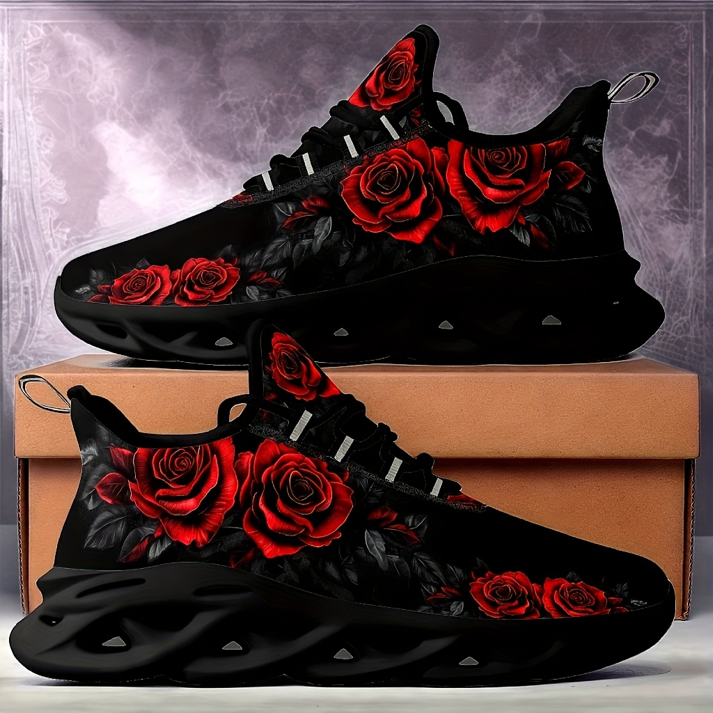 Popular Black Rose Women's Plus-size Sneakers In Europe And America