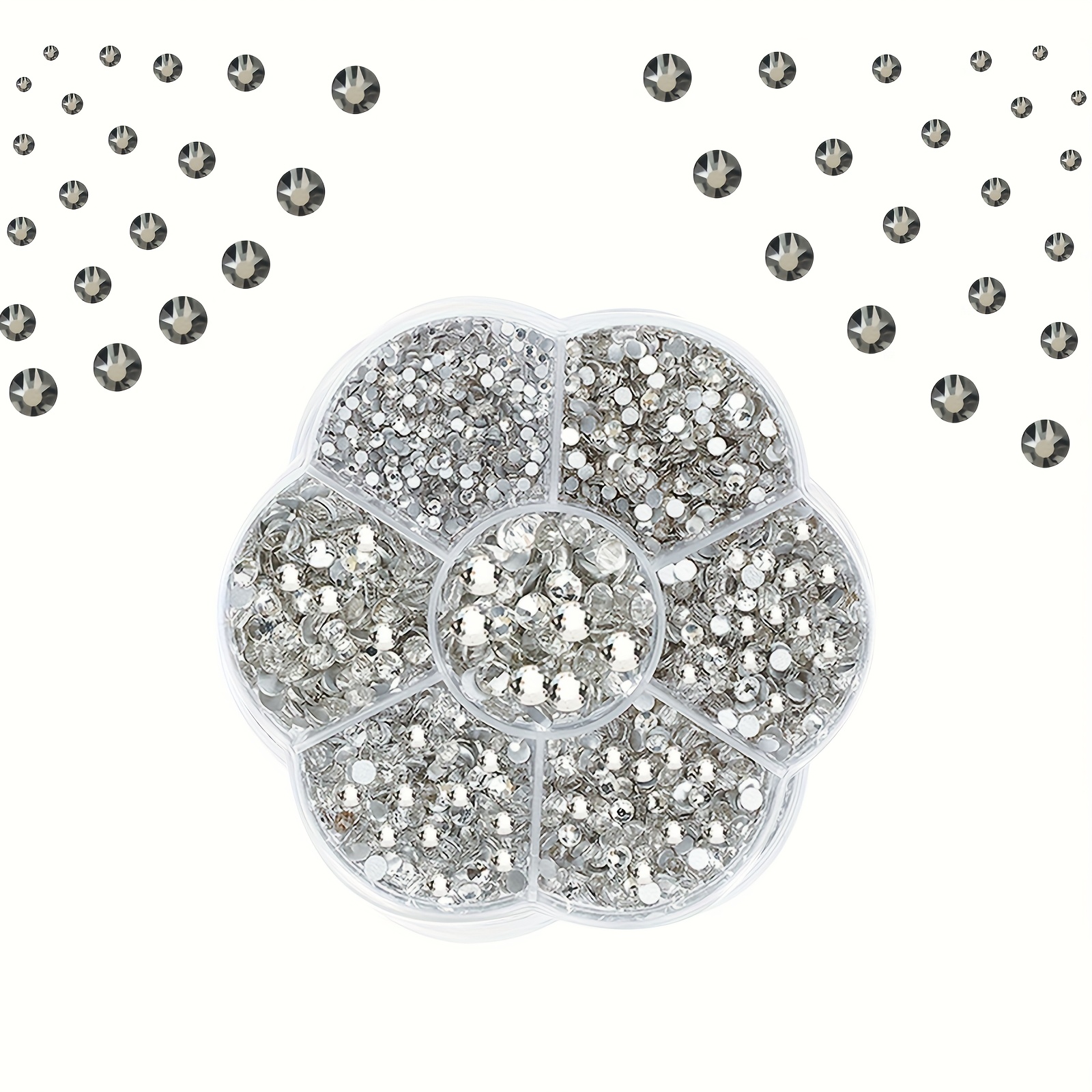 TEMU Clear Nail Gems With 3150pcs Of Rhinestones, Silvery Face Jewels, And Tiny Glass Diamonds For Acrylic Nails And Crafts