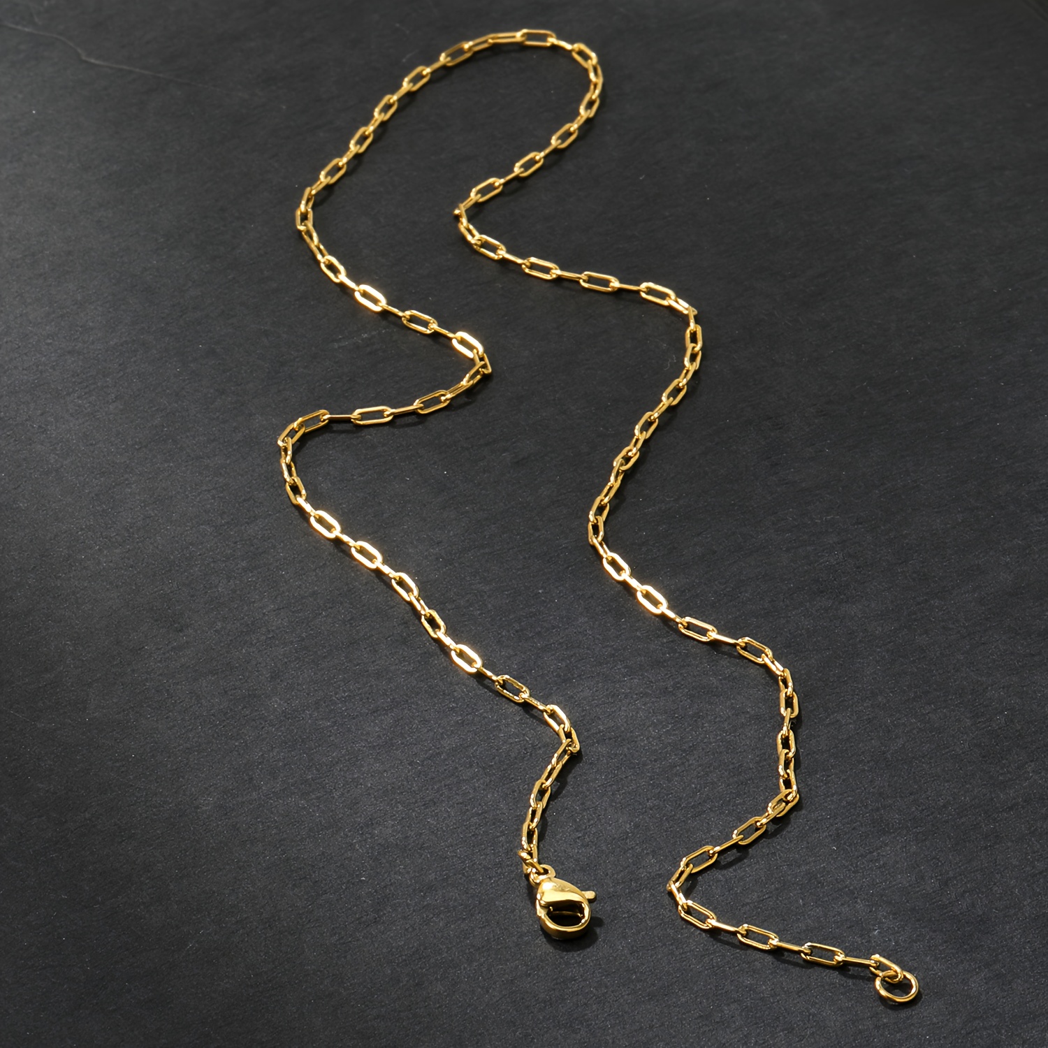 E-shop STEEL 316L Edelstahl 18K vergoldete Kette für Damen & Herren - Vintage Retro Gerade Kette, Anlaufgeschützt Geschenk zu Weihnachten, & Partys
