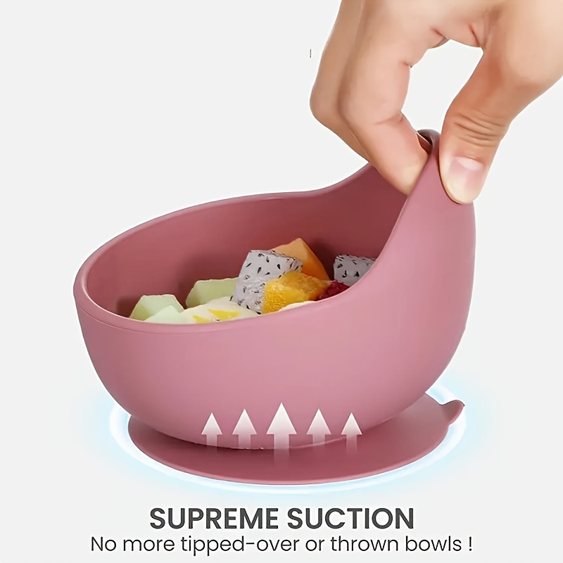 1pc Silicone Youngsters Bowls with Suction+1pc Spoon- Feeding Set Silicone Bowl with Spoon for Youngsters Youngsters - Food Plates with Suction- Learning Training Silicone Suction Bowl