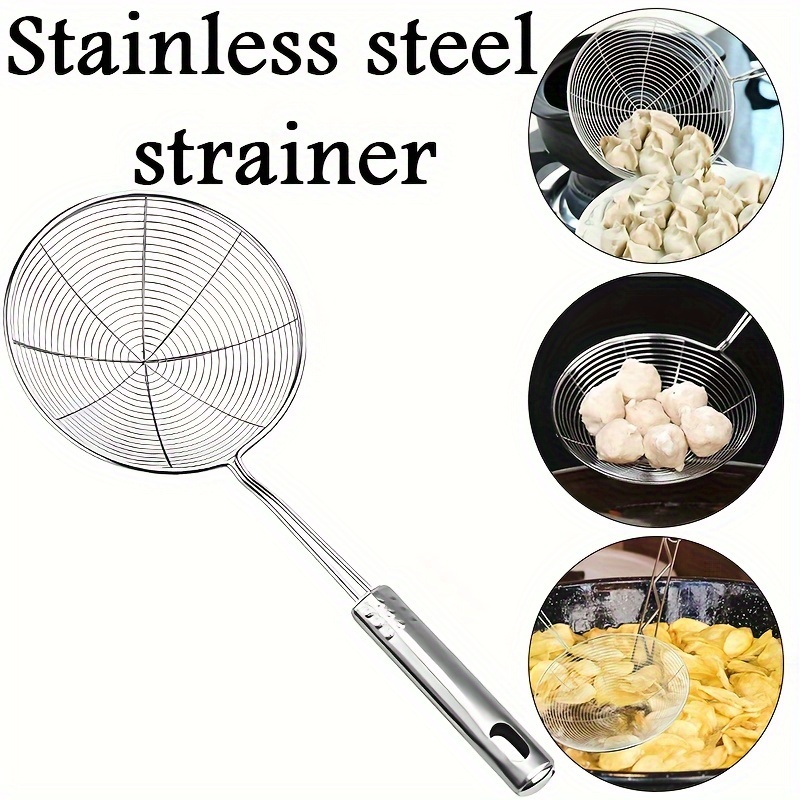 

Stainless Steel Skimmer Strainer - 33cm/12.9in, Kitchen Colander For Filtering Vegetables, Pasta, Fried Foods, Dumplings - Perfect For Restaurant, Home Cooking, Baking, Outdoor Use