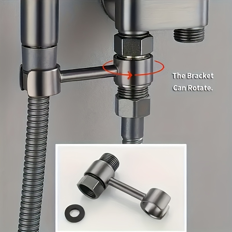 4pcs Portable Toilet Spray Gun Set, One Inlet Two Outlets Multifunctional Water Angle Valve, Diverter, Handheld Bidet Sprayer and Flexible Hose, Wall-Mounted Toilet Cleaner Booster and Flusher, Bathroom Cleaning Handheld Shower Set, Bathroom Bidet Sprayer