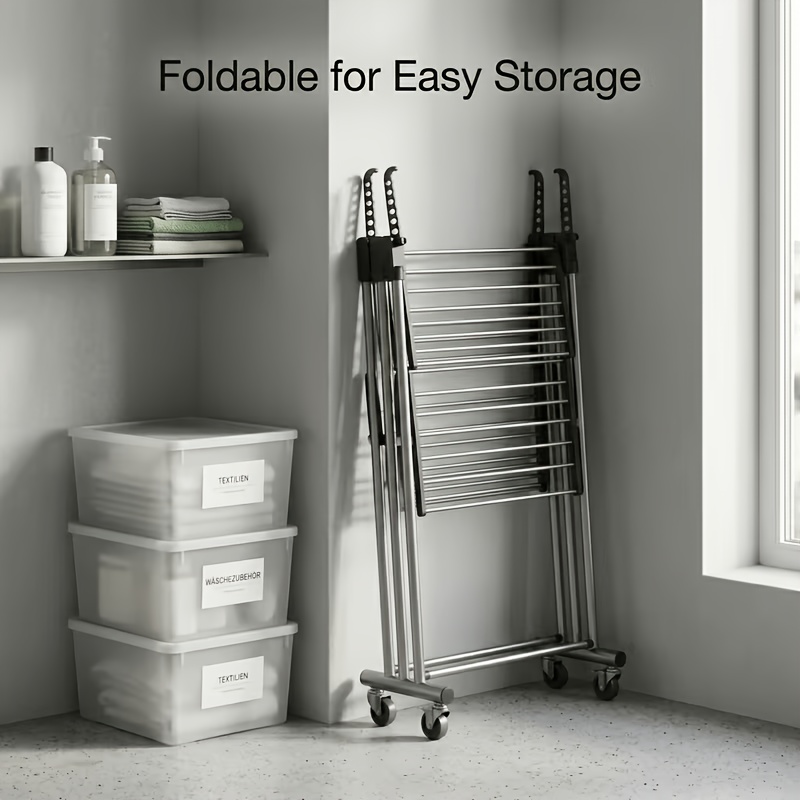 3 Tier Foldable Laundry Dryer Rack, Gray Stable Clothes Hanger Stand For Indoor Home Balcony Drying, Drying Racks
