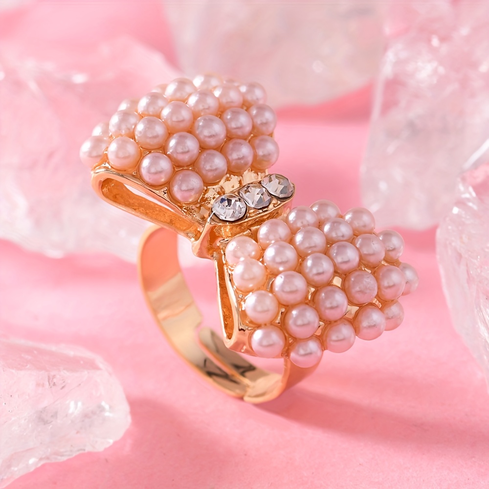 TEMU 1pc Women's Fashion Ring Creative Fashion Bowknot Inlaid Rhinestone Ring Suitable For Daily Wear And Party Gifts