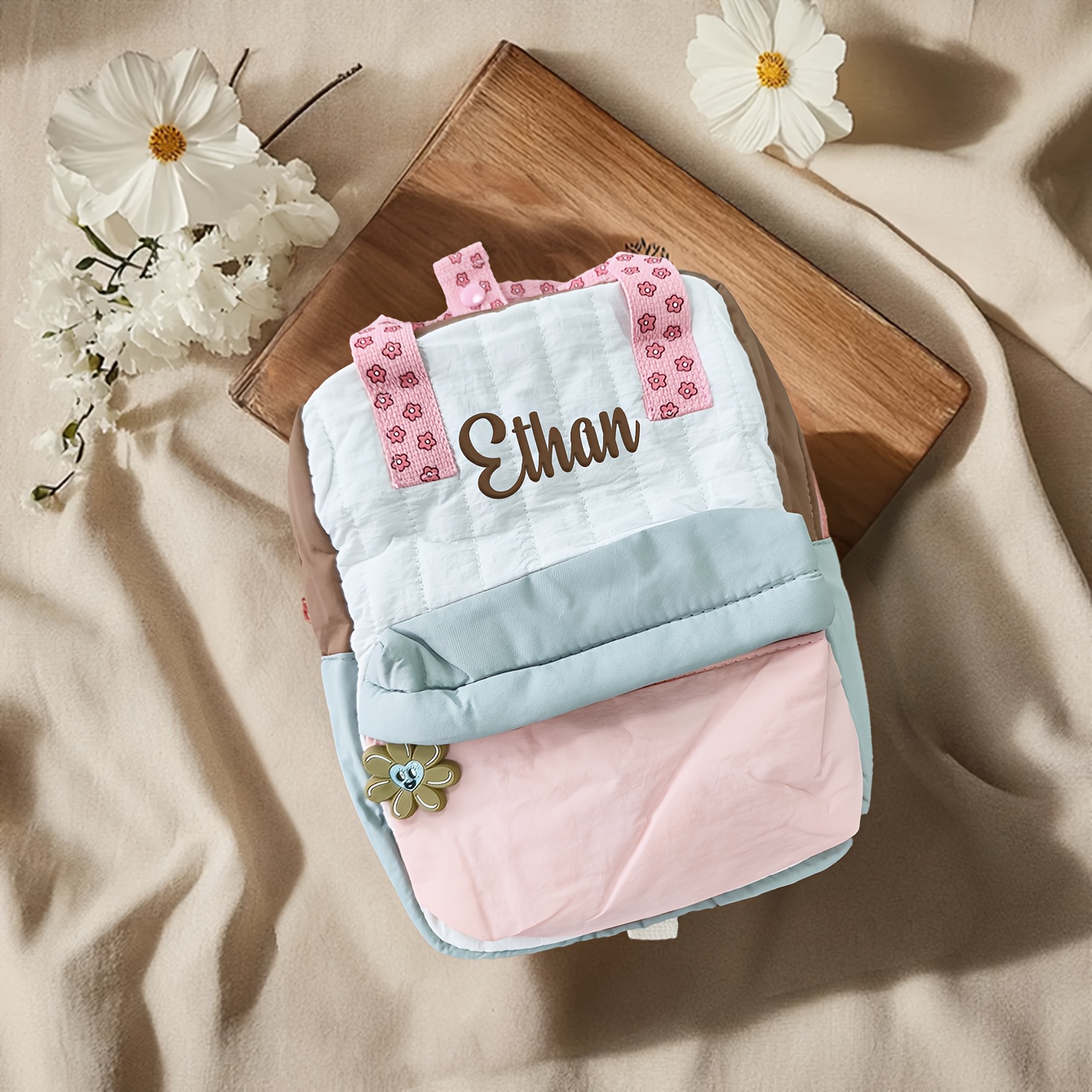 Personalisierten Kinder-Rucksack Mit Vornamen – Aus Cord & Nylon, Verstellbare Träger, Für Kindergarten & Schule