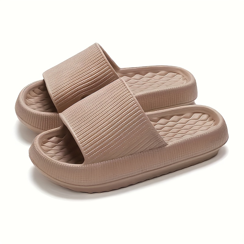 Image of Women's Comfortable Eva Slippers - Thick Sole, Non-slip, Casual Slippers, Pink, Green, Etc., Ribbed Texture - Perfect For Indoor/outdoor Use, Beach And Home Relaxation, Women's Slippers, Women Shoes