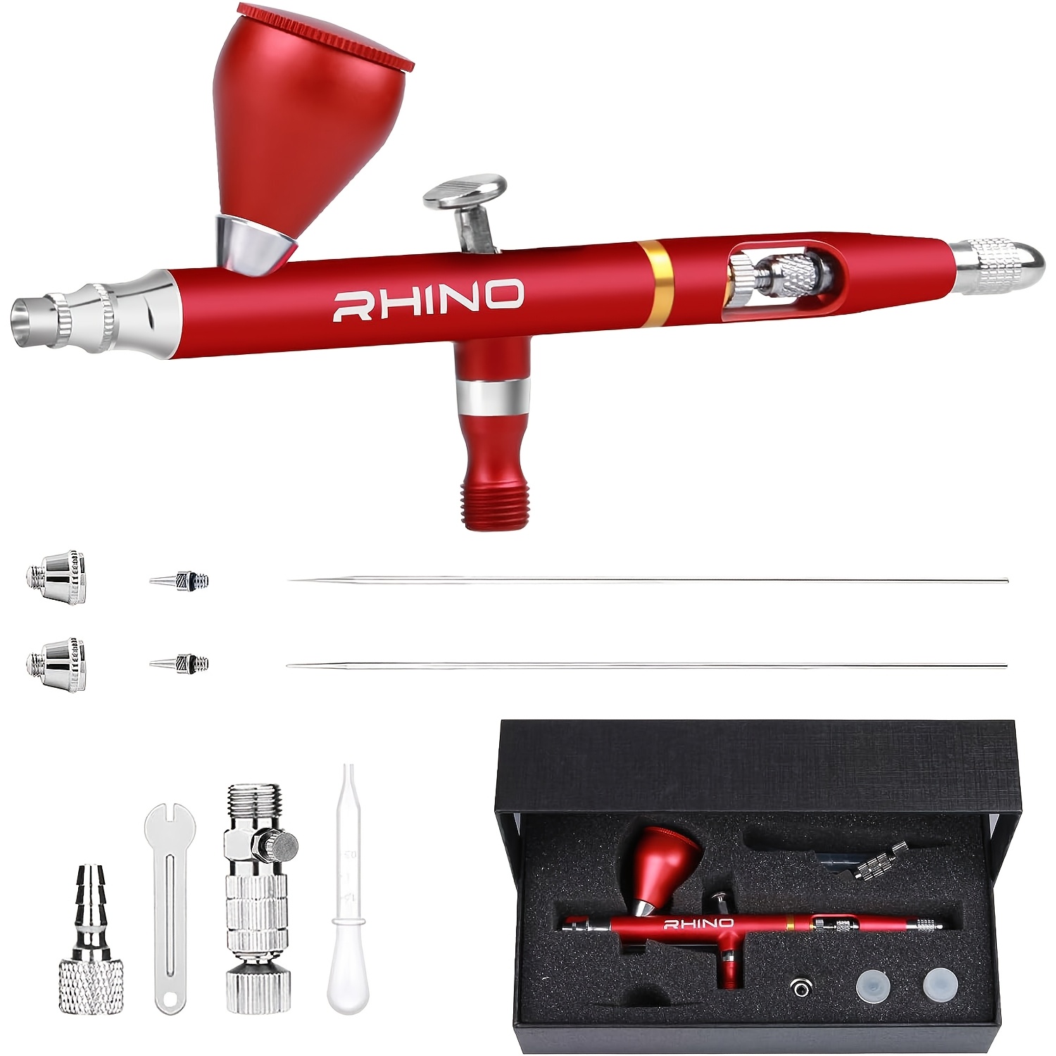 TEMU Airbrush Set Gravity Feed With 0.35, 0.4 & 0.5mm Needle Sets - Air Brush Set With 2 1/3oz Replacement Cups For Model Cake
