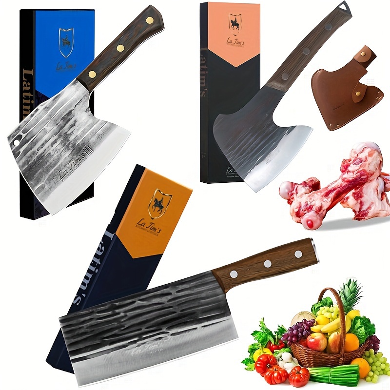 

Meat Cleaver Butcher Knife Heavy Duty Bone Chopper Axe For Kitchen Cutting Knife Stainless Steel Solid Pear Wood Handle Smashing Bone In Restaurant Farm Slaughterhouse With Gift Box
