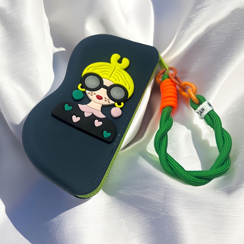 TEMU Ladies' Glasses Case Made Of Silicone, Featuring A Colorful Lanyard And A Portable Storage Bag, Suitable For Mother's Day, Daily, Birthday Party