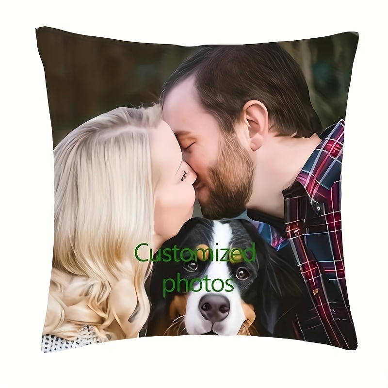 

Customizable Photo Pillowcase - 1pc High- Double-sided Print, Reversible, Zipper Closure, Machine Washable, Woven Polyester Cover For Home Decor, Ideal For Bed, Sofa, Car, And Holiday Gifts