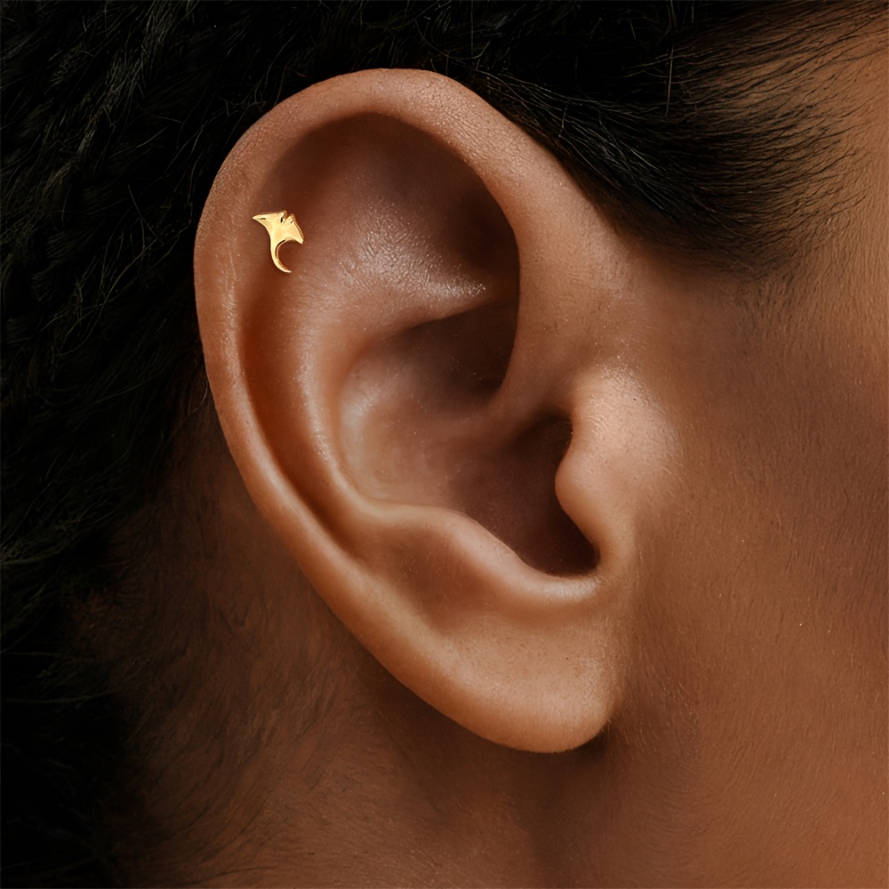 Women's S925 Silver Manta Ray Polished Glossy Stud Earrings
