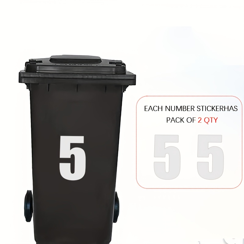 TEMU 2pcs 6.69-inch (17cm) Reflective Sticker, Trash Bin Sticker, Self-adhesive Trash Bin Number Sticker, Suitable For Wheeled Trash Bins And Large