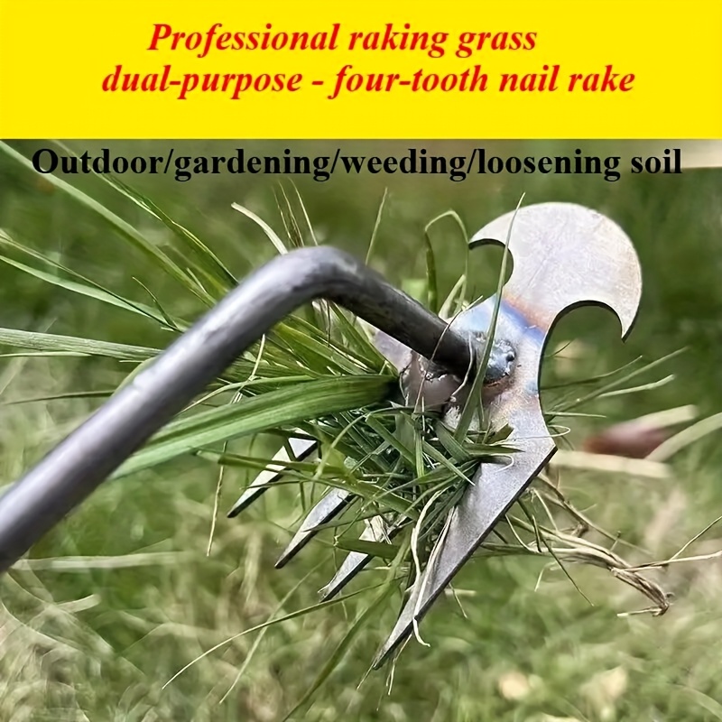 

Garden Weeder Tool - Effortless Extractor With 4-teeth Design, Premium Steel, Rust-resistant, Long Handle For Comfortable Gardening - Effective Weeding -extendable Wood Handle Root Weeding Tools, High