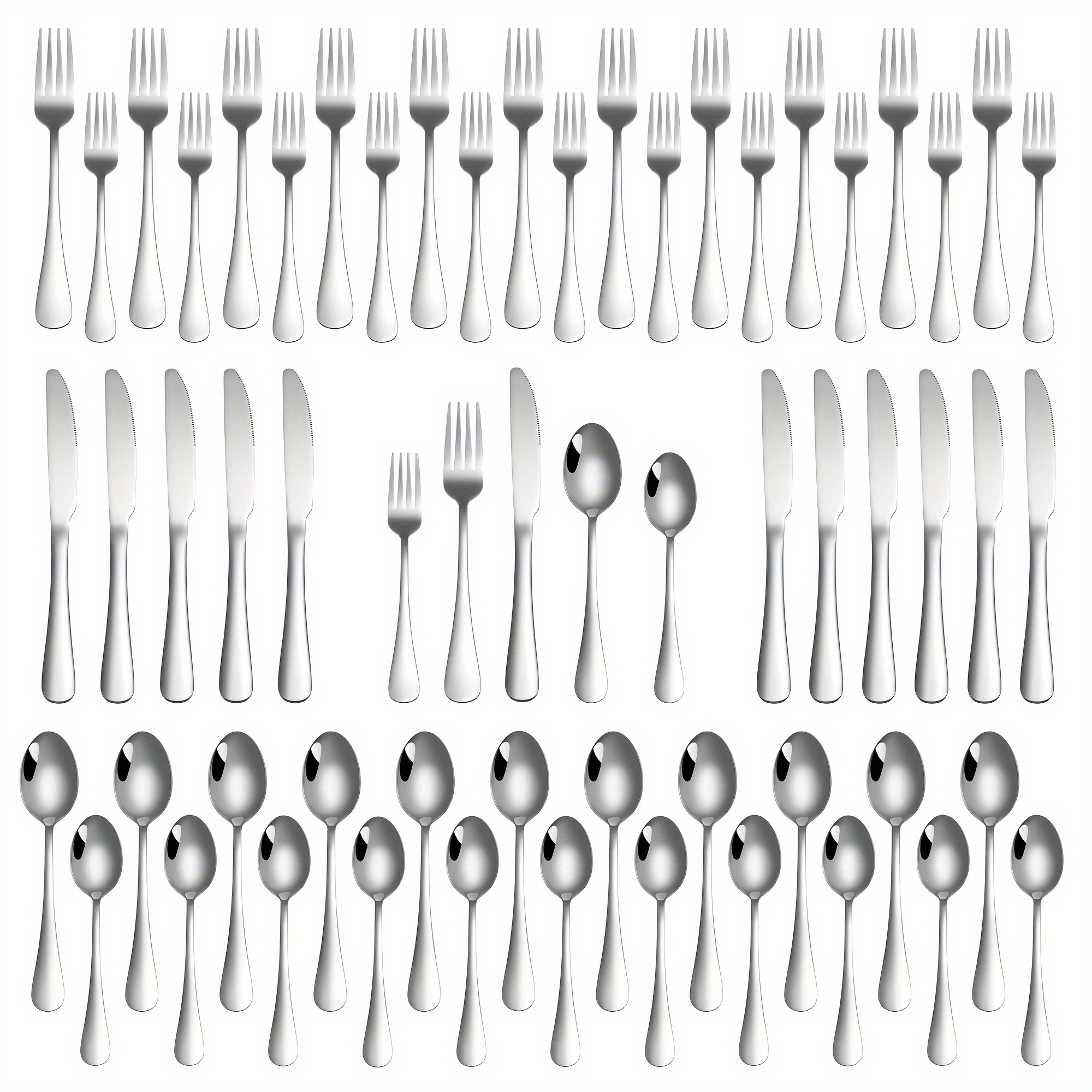 

20/40/60/80pcs Silverware Set Service For 4/8/12/16, Premium Stainless Steel Flatware Set, Mirror Polished Cutlery Utensil Set, Home Kitchen Eating Tableware Set, Fork Knife Spoon Set, Dishwasher Safe