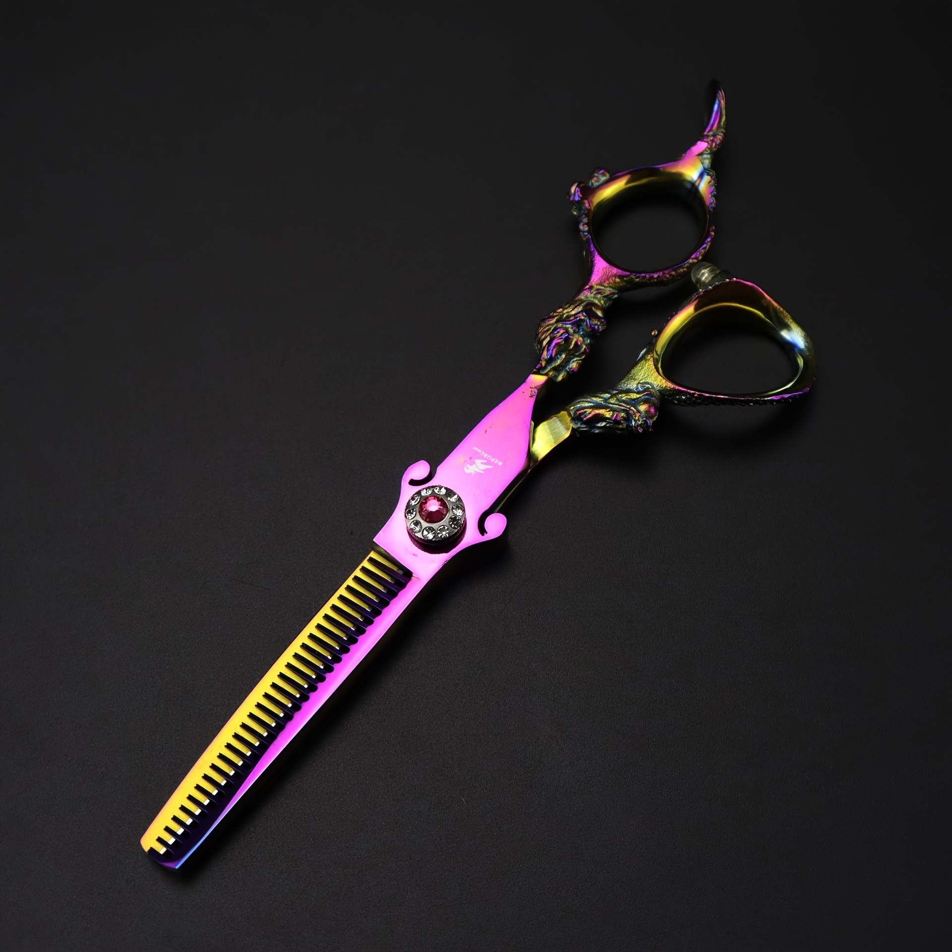 TEMU 1pc 6.0 "pink Sword Shaped Dragon Handle Hair Scissors Hair Scissors Flat Scissors Teeth Scissors Thin Scissors