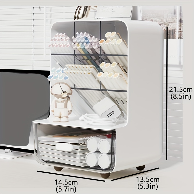 E-shop Stiftehalter Schreibtisch-Organizer, Büro-Schreibtisch-Organizer mit Schublade, schräger Steck-Design-Stiftehalter,