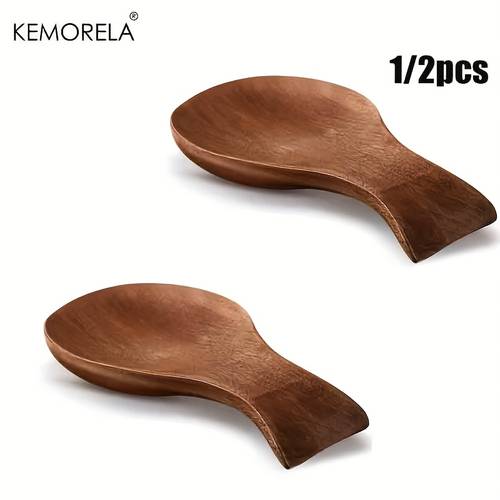 item picture 1 2pcs wooden spoon rest for kitchen counter rustic farmhouse style holder for spatulas coffee spoons and ladles brown wood with curved design modern dining table decor