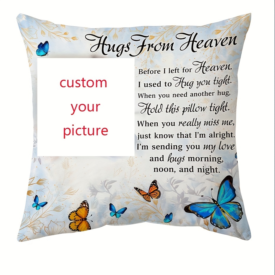 

Personalized 18x18" Plush Throw Pillow - Custom Photo Memorial Gift, Bereavement Keepsake For Home & Sofa Decor (pillow Insert Not Included)