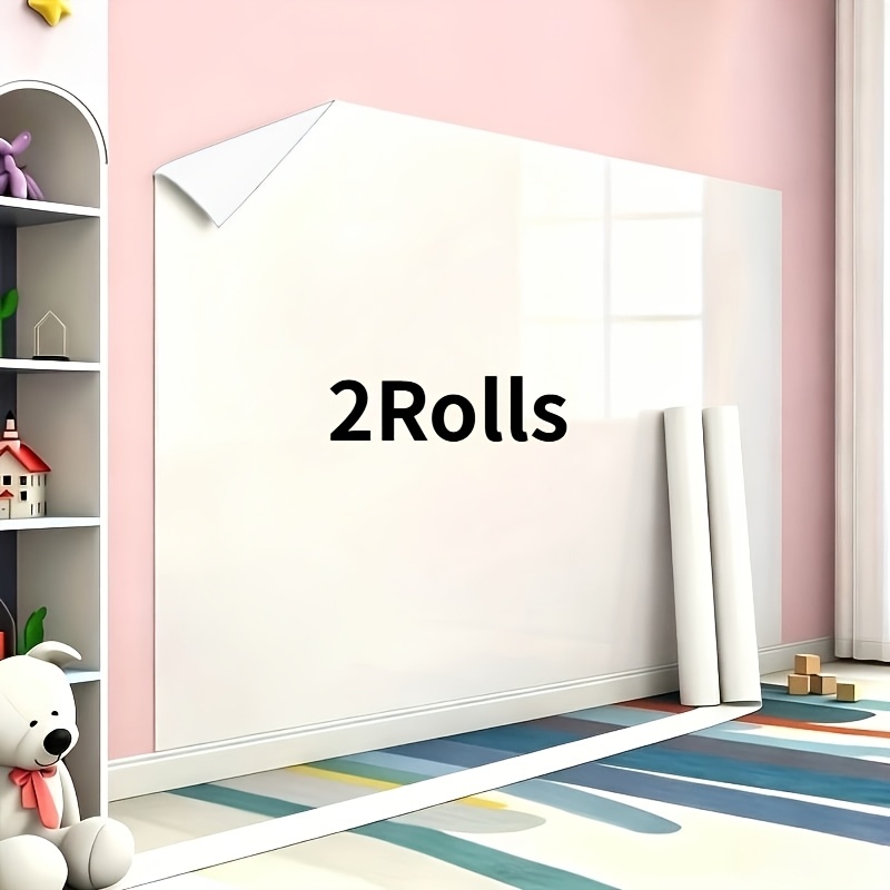 TEMU 2 Rolls Of 78.74 Inches Of Static Cling Whiteboard Wall Stickers, Suitable For Drawing, Office Use, And Home Decoration
