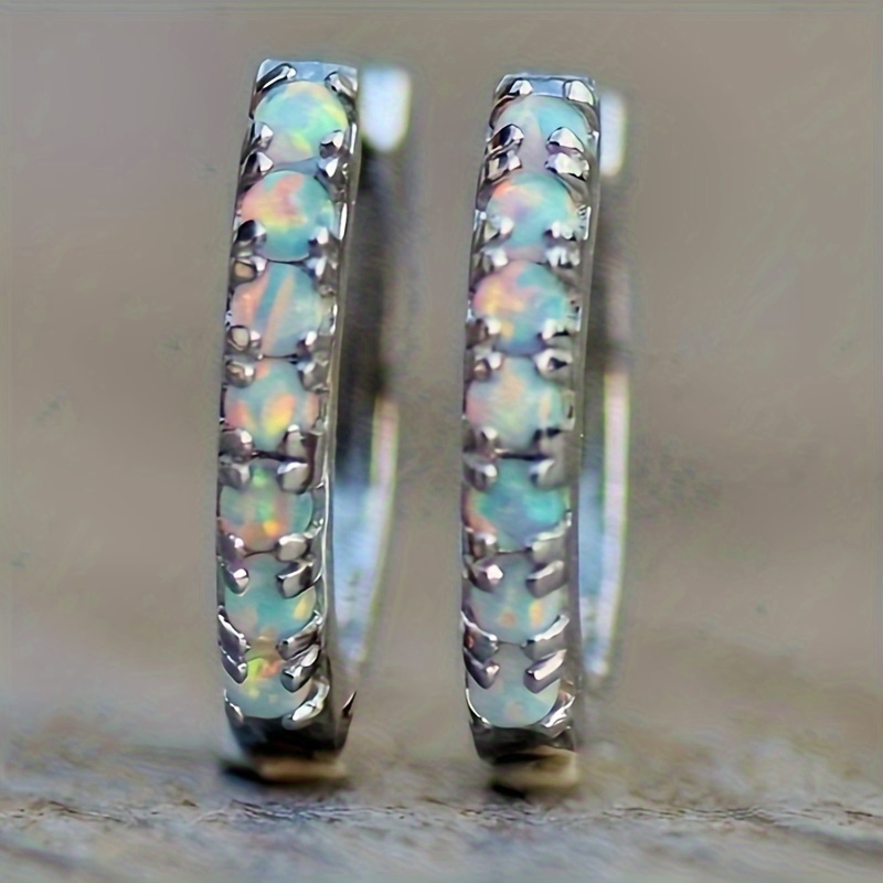 

Elegant -chic Synthetic Opal Hoop Earrings For Women - Nickel-free Copper, Parties & Casual Attire