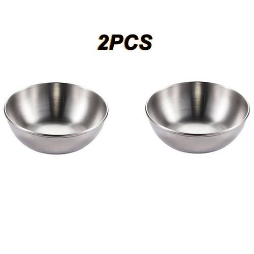 2pcs 3 23 inch high quality stainless steel sauce dish mini round seasoning bowl sushi dipping bowl appetizer dish cream dish outdoor picnic fruit dish household kitchen and restaurant utensils washed in the dishwasher