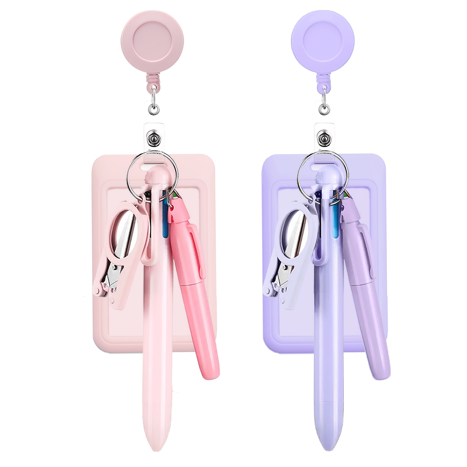 2d         nurse portable stationery set with folding scissors can cut gauze extendable zipper badge clip refillable ballpoint highlighter  ker id name card girl  