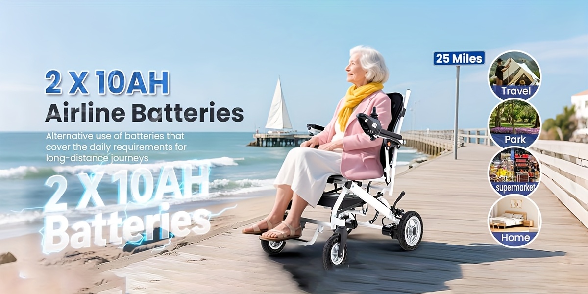 25 miles adult electric wheelchair light foldable weighing only 37   folding electric wheelchair with rear control 2 10ah removable lithium battery with water cup holder backpack dust bag suitable for people with disabilities Product details 6