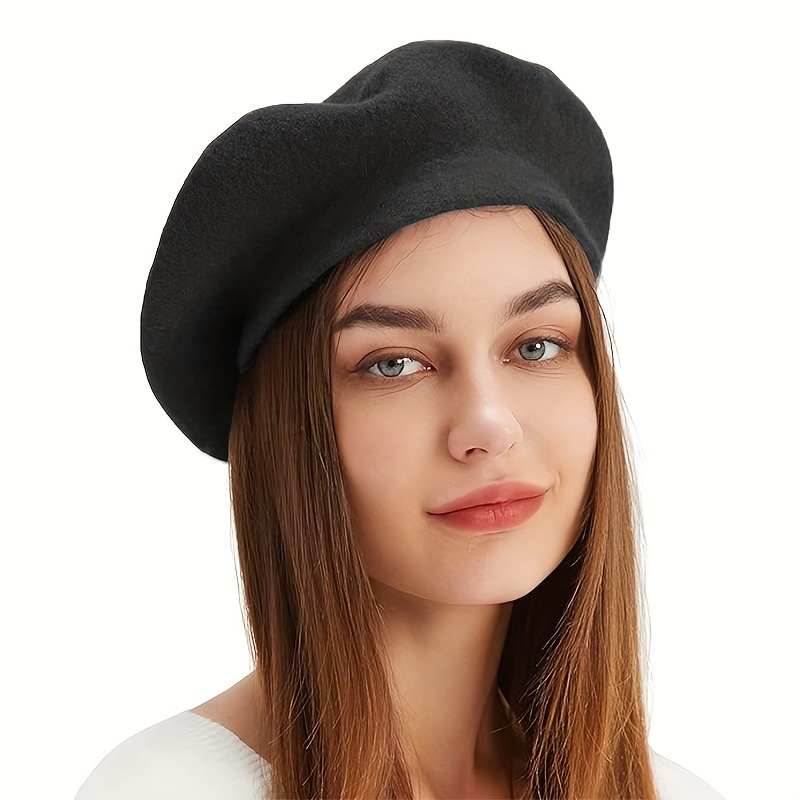 TEMU Chic Vintage-inspired Beret For Women - Breathable, Stretchy Polyester Knit, Autumn &