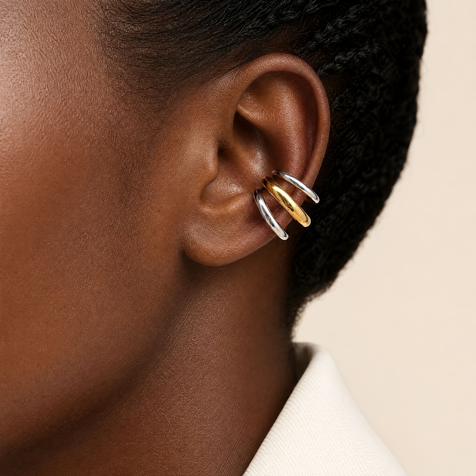 Women's Glossy Thick Tube Multi-Circle Ear Clip